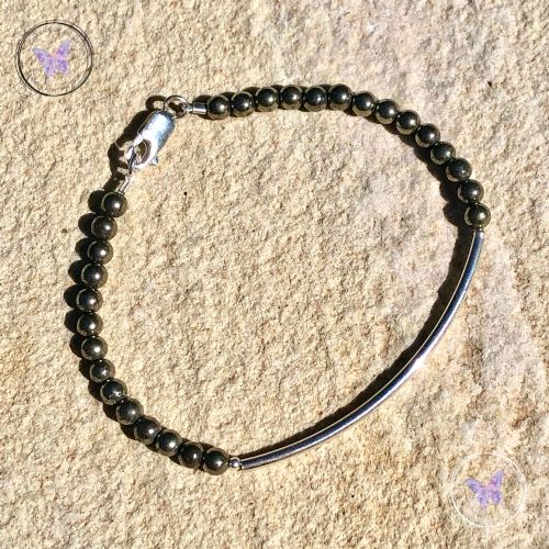 Pyrite Beaded Tube Bracelet